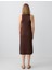 Acı Kahve Rahat Kesim Kolsuz Bisiklet Yaka Örme Midi Elbise 5