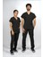 Siyah Premium Fle x Likralı Scrubs Doktor Hemşire Üniforma Takım 1