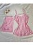 Pembe Çizgili Şortlu Pijama Takımı 1