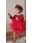 Kırmızı Kalp Dokulu Kız Çocuk Özel Gün Elbisesi - Mini Model 1