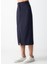 Lacivert Normal Bel Çizgi Desenli Dokuma Midi Etek 4
