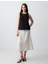 Taş Düz Kesim Yüksek Bel Keten Midi Etek 1