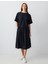 Siyah Rahat Kesim Yüksek Bel Dokuma Midi Etek 1