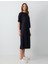 Siyah Rahat Kesim Yüksek Bel Dokuma Midi Etek 3
