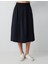 Siyah Rahat Kesim Yüksek Bel Dokuma Midi Etek 4