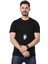 Regular Fit Bisiklet Yaka %100 Pamuk Basic Düz Kısa Kollu Tişört Astronot Baskılı 3