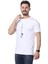 Regular Fit Bisiklet Yaka %100 Pamuk Basic Düz Kısa Kollu Tişört Astronot Baskılı 4
