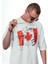 Kanada Bayrak Baskılı Oversize T-Shirt Beyaz 4