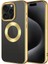 Apple iPhone 15 Pro Max Kılıf Tek Kamera Çerçeveli Logo Gösteren Tuva Omega Kapak-Gold 1