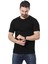 Slim Fit Bisiklet Yaka Siyah Basic Düz Kısa Kollu Tişört 4