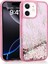 Apple iPhone 12 Uyumlu Kılıf Sıvılı Simli Kelebek Baskılı Şeffaf Arka Yüzey Tuva Glis Silikon Kapak-Pembe 1