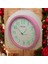 Fosforlu 3D Kabartma Rakam Kız Çocuk Odası Mini Küçük Duvar Saati Çap 22 cm Pembe 3