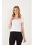 Kadın 2'li Adet Kısa Kollu Fitilli U Yaka Pamuklu Örme Kaşkorse T-Shirt Bluz 3