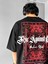 Oversize Bisiklet Yaka Arkası Desen Baskılı T-Shirt Kırmızı 1