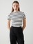 Lcw Vision Bisiklet Yaka Çizgili Kadın Tişört (S5) 1