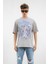 Baskılı Kısa Kollu Oversize T-Shirt Ice Gri 1