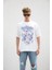 Online Baskılı Kısa Kollu Oversize T-Shirt Beyaz 2