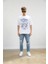 Online Baskılı Kısa Kollu Oversize T-Shirt Beyaz 3