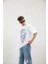 Online Baskılı Kısa Kollu Oversize T-Shirt Beyaz 4