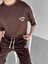 Erkek Yazlık Oversize 'champion Boys' Baskılı T-Shirt Kahverengi 1