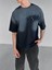 Erkek Yazlık Bisiklet Yaka Oversize Çift Katman Cepli T-Shirt Siyah 2