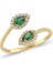 14 Ayar Altın İkili Zümrüt Damla Yüzük 1