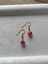 8 mm Pembe Akik Taşı Altın Kaplama Sallantı Küpe 1