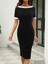 Kadın Kısa Kollu Kayık Yaka Arkadan Yakalı Ithal Krep Elbise 2