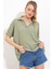 Çağla Oversize Polo Yaka Örme Bluz 0486 1