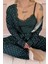 Zümrüt Mini Puan Desenli Bambu Sabahlıklı Kadın Pijama Takımı 5