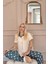 Bej Floral Harmony Exclusive Önden Düğmeli Kadın Pijama Takımı 3