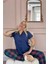 Navy Tartan Exclusive Önden Düğmeli Kadın Pijama Takımı 4