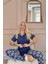 Lacivert Blossom Exclusive Önden Düğmeli Kadın Pijama Takımı 3