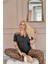 Siyah Leopard Luxe Exclusive Önden Düğmeli Kadın Pijama Takımı 2