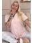Pudra Soft Check Exclusive Önden Düğmeli Kadın Pijama Takımı 1