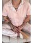 Pudra Soft Check Exclusive Önden Düğmeli Kadın Pijama Takımı 5