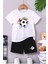 Baskılı Bisiklet Yaka Erkek ve Kız Çocuk Takımı Pamuklu T-Shirt ve Şort, Yazlık Konforlu Takım 1