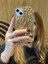 Apple iPhone 14 Plus ve 15 Plus Uyumlu Lüks Gold Kristal Taşlı Kılıf 4