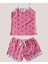 Intive Dantel Detaylı Yumuşacık Pembe Çilek Desenli Askılı Bluz Şort Pijama Takımı 4