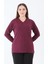 Kadın Orta Yaş ve Üzeri V Yaka Likralı Vişne Rengi Anne Penye Bluz 2