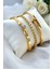 Şık Tasarım Gold Renk Zirkon Taşlı Cartier,çivi & Su Yolu Kadın Bileklik Kombini 1