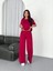 Osy Modal Yumuşak Dokulu Kumaş Bisiklet Yaka T-Shirt Bol Paça Pantalon Ikili Takım -Bordo 5