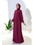 Düğme Detaylı Elbise 6028 Bordo 2