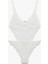 Pencere Detaylı Taşlı V Yaka Dantel Bodysuit 1