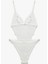 Pencere Detaylı Taşlı V Yaka Dantel Bodysuit 2