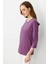 Kadın Sıfır Yaka Düz Penye Bluz Lila 2