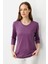 Kadın Sıfır Yaka Düz Penye Bluz Lila 5
