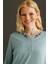 Kadın Açma Yaka Nakış Işlemeli Penye Bluz Mint 2