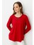 Kadın Sıfır Yaka Boncuk Işlemeli Penye Bluz Kırmızı 4