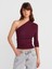 31842 Pile Detaylı Asimetrik Top-Bordo 1